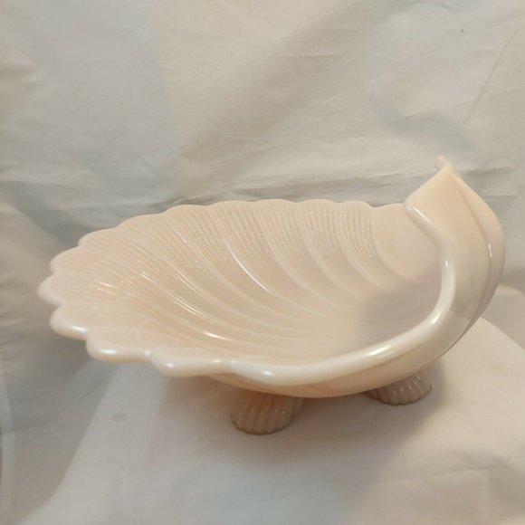 Vtg Cambridge Crown Art Deco Pink Glass 10.5" Sea Shell Footed Bowl cottage core - Picture 5 of 10